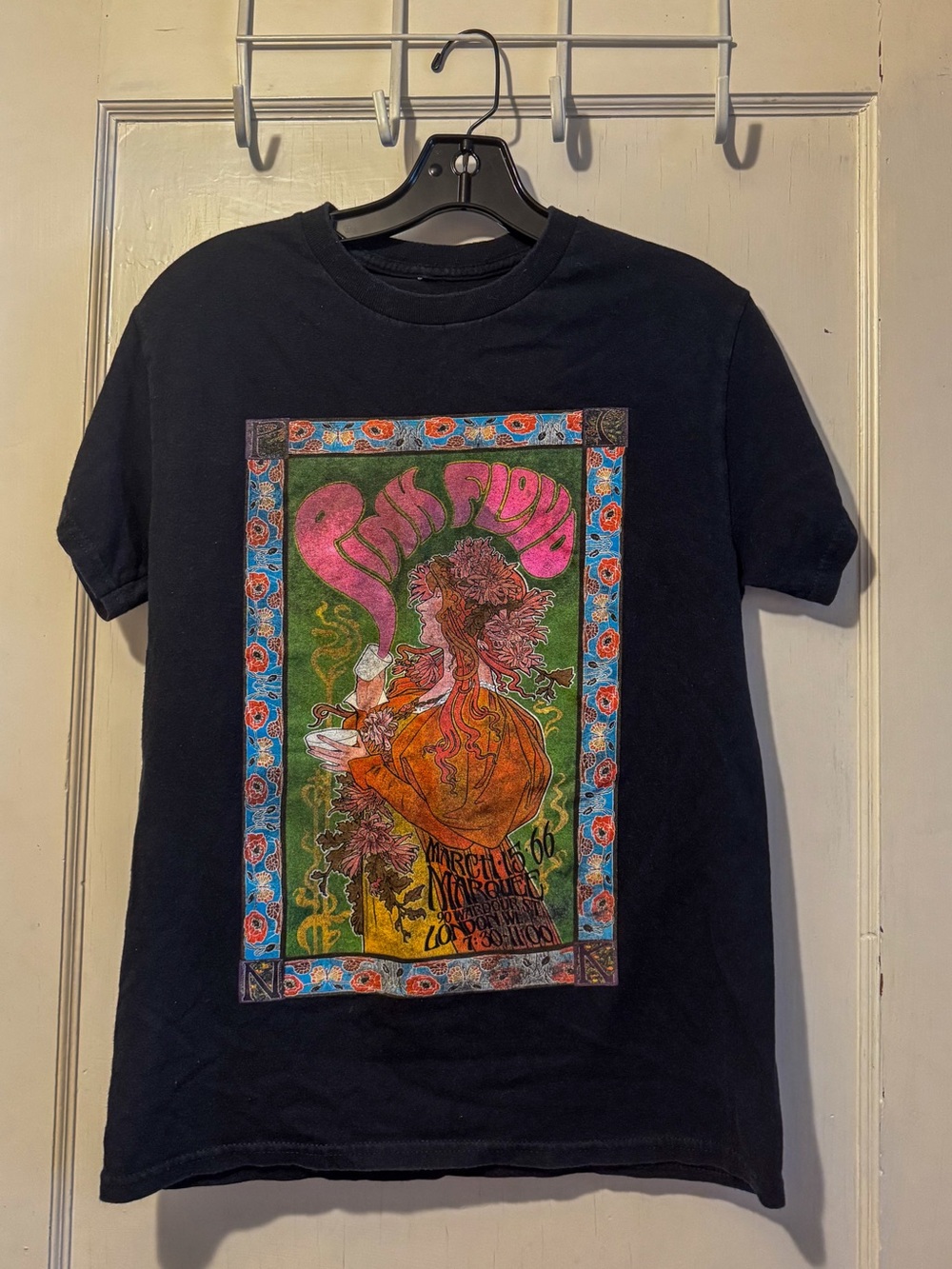 Pink Floyd Black Short Crew Neck Graphic Cotton T-Shirt - Size Small